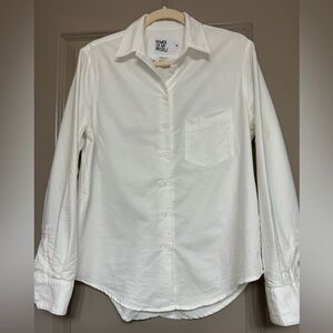 Power of My People (POMP) white button down oxford shirt